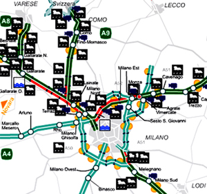 gli svincoli di autostrade intorno a milano