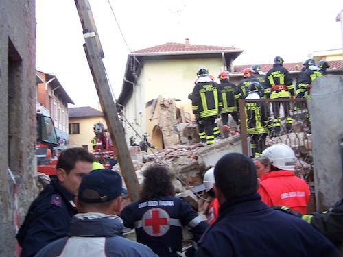 la palazzina di Borsano dopo l'esplosione