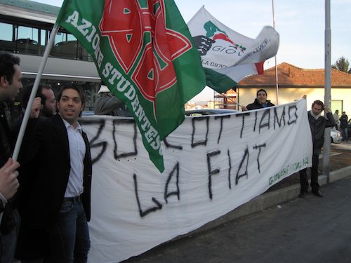 Giovane Italia in presidio contro la Fiat
