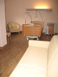 Una delle camere dell'ohospice all'ospedale di Circolo