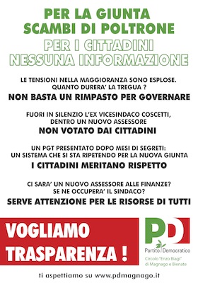 Volantino Partito Democratico di Magnago