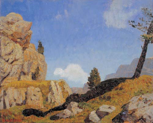 "Passo Sella" - Olio su tavola di Oreste Albertini - 1936