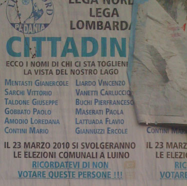 La foto del manifesto della Lega Nord di Luino