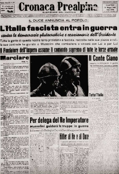 "Cronaca Prealpina" 10 giugno 1940 dichiarazione di guerra
