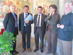Il Consiglio di Amministrazione: da sinistra Giola, il rettore Baggio, Bottinelli, Zorzi e Giorgetti