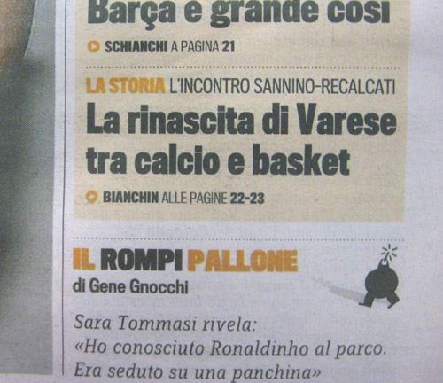 gazzetta dello sport varese dicembre 2010