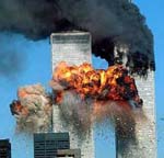 Il momento dell'impatto sulla seconda torre a New York