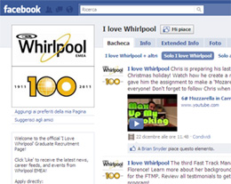 la pagina facebook di Whirlpool