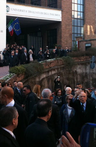 Giorgio Napolitano arriva in università