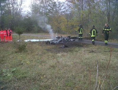 Dopo lo schianto, l'autogiro ha preso fuoco