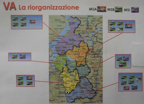 La cartina con la nuova distribuzione dei mezzi 118