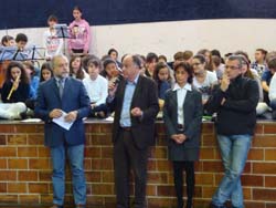 Il preside Antonellis, l'assessore Angelini, la prof.ssa Veroni e il presidente di Ge.C. Goitan