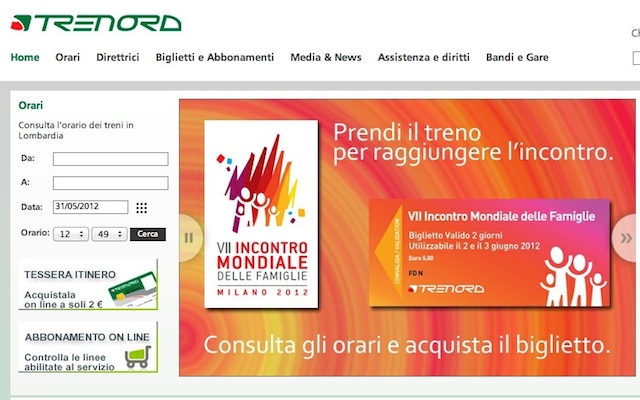 Trenord per l'incontro mondiale delle famiglie 2012 