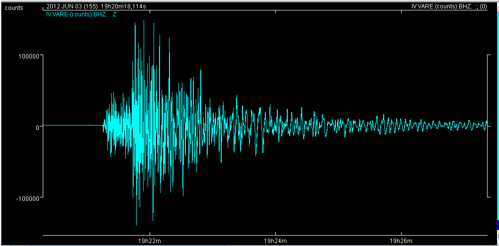 terremoto domenica 3 giugno sismogramma