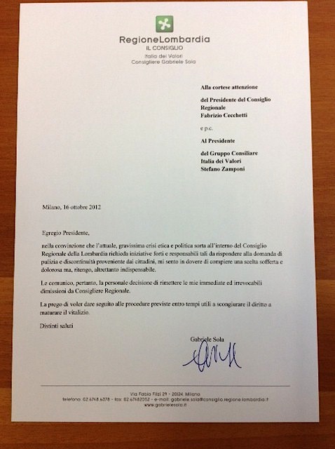 dimissioni di gabriele Sola